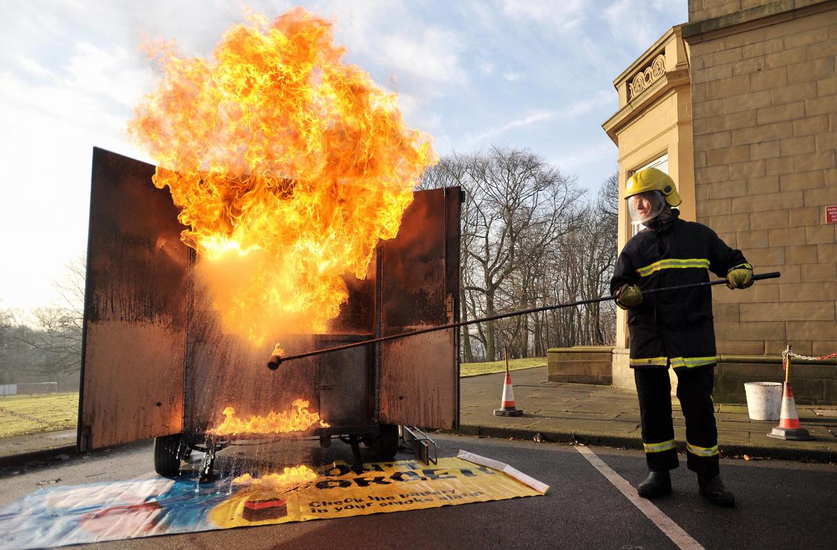 A spectacular pan fire demonstration was held in Bradford to start a hard-hitting campaign by West Yorkshire Fire and Rescue Service.