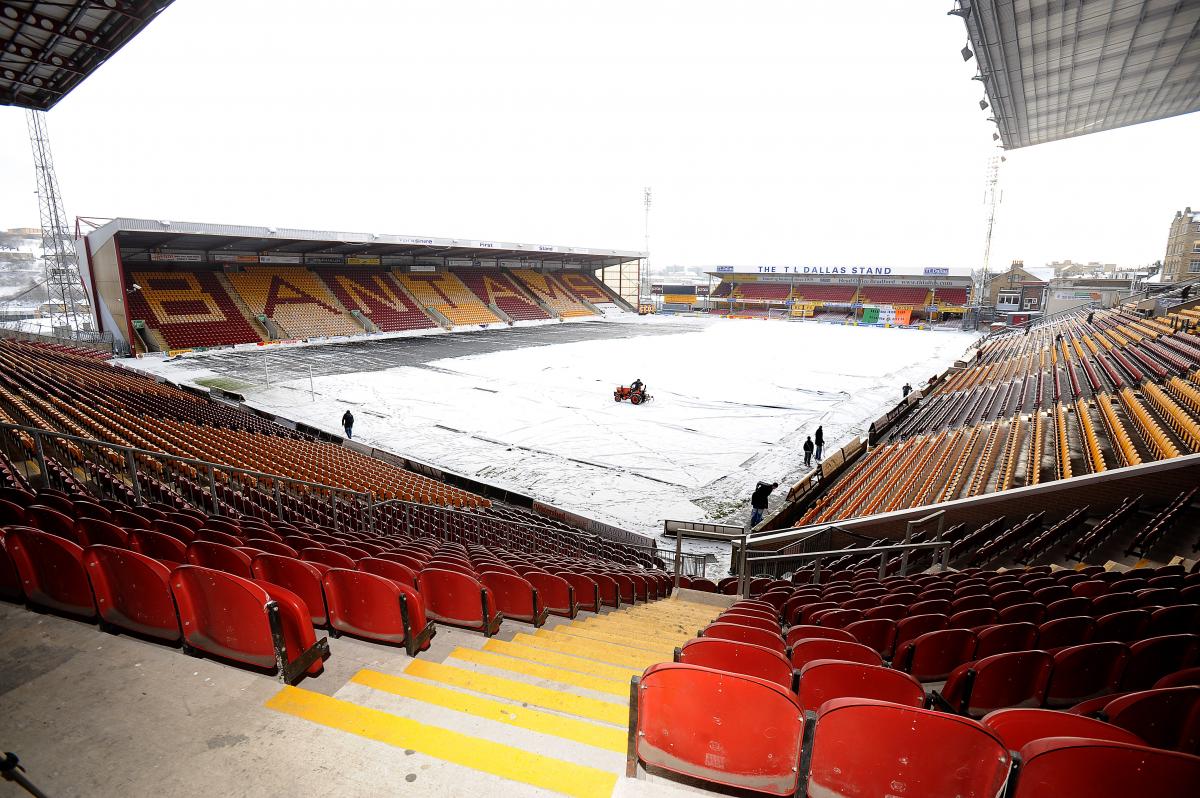 The scene at Valley Parade as the club and spectators fought in vain to save Monday night's game with Darlington.