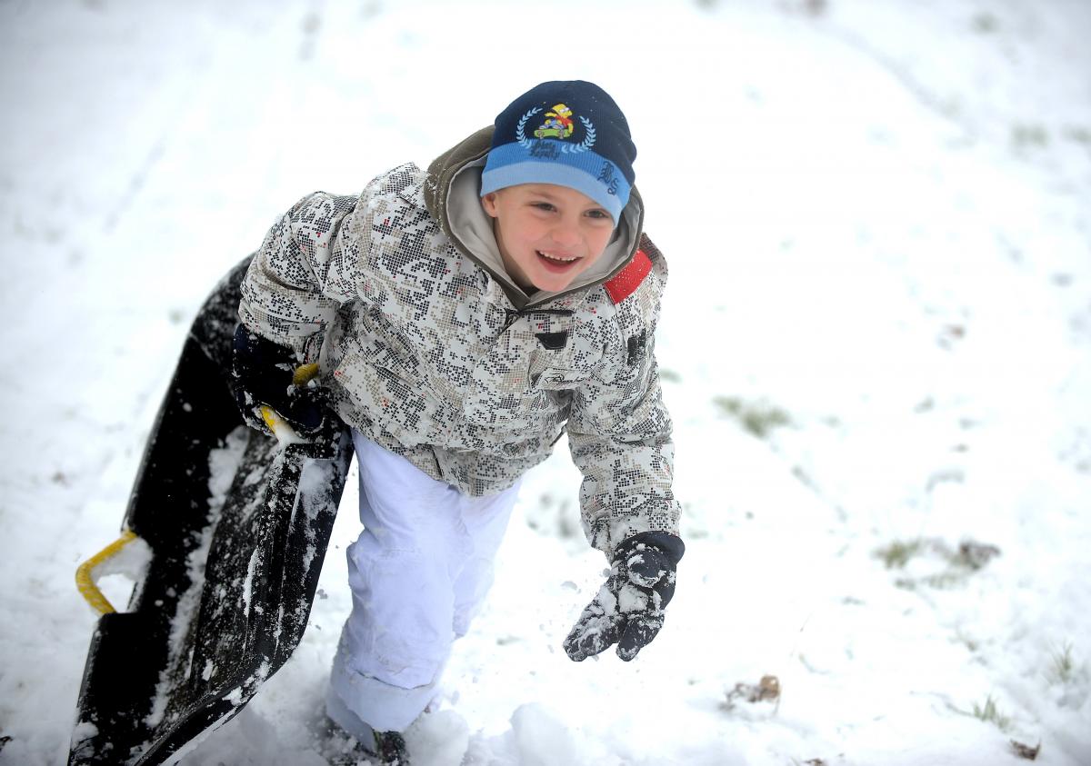 Adam Busfield enjoying the snow in Peel Park.