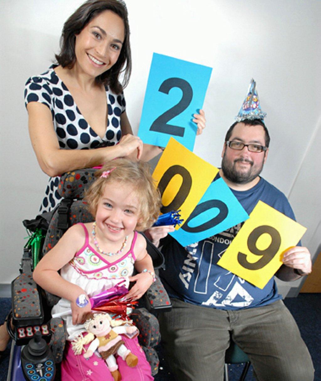 Disabled children will benefit from powered wheelchairs thanks to the fundraising efforts of a Bradford-based financial group. Former Emmerdale star Georgia Slowe and Ewen MacIntosh are pictured with Grace Wolstenholme who has been helped by the appeal