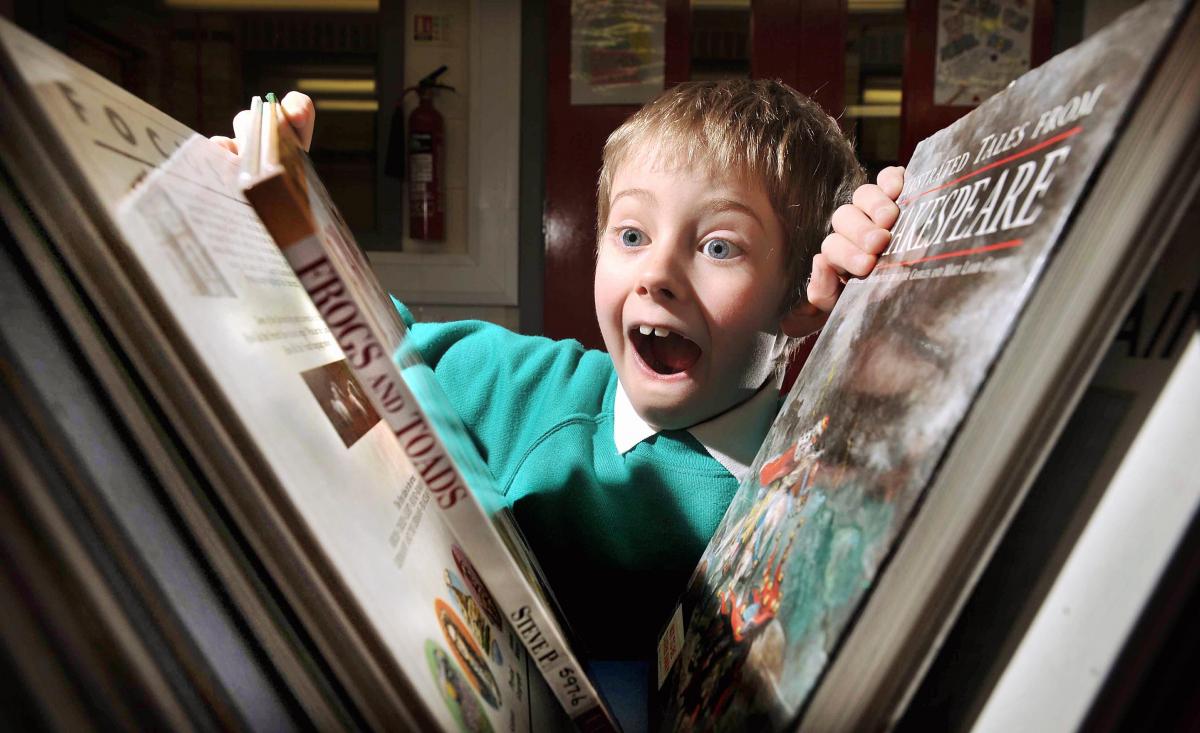 Young bookworm Jacob Pickard-Lupton was one of many making the most of a refurbished library at his Bradford primary school.