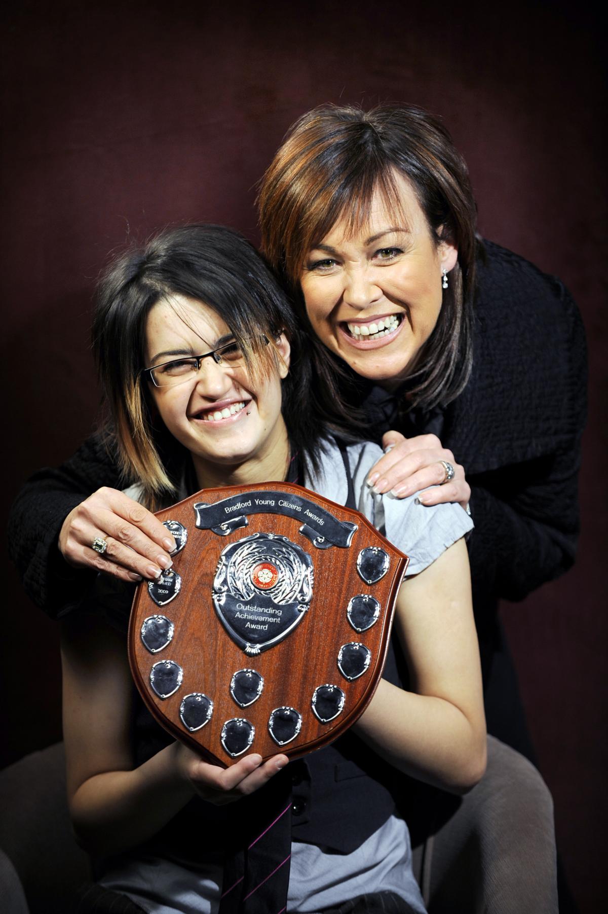Mariam Ahmed, winner of the Outstanding Achievement Award, with Christa Ackroyd