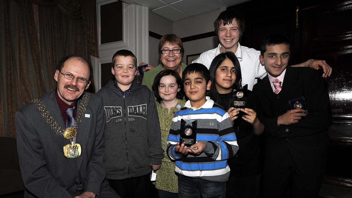 The Lord Mayor of Bradford, Coun Howard Middleton, with winners in the Stay Safe Award category