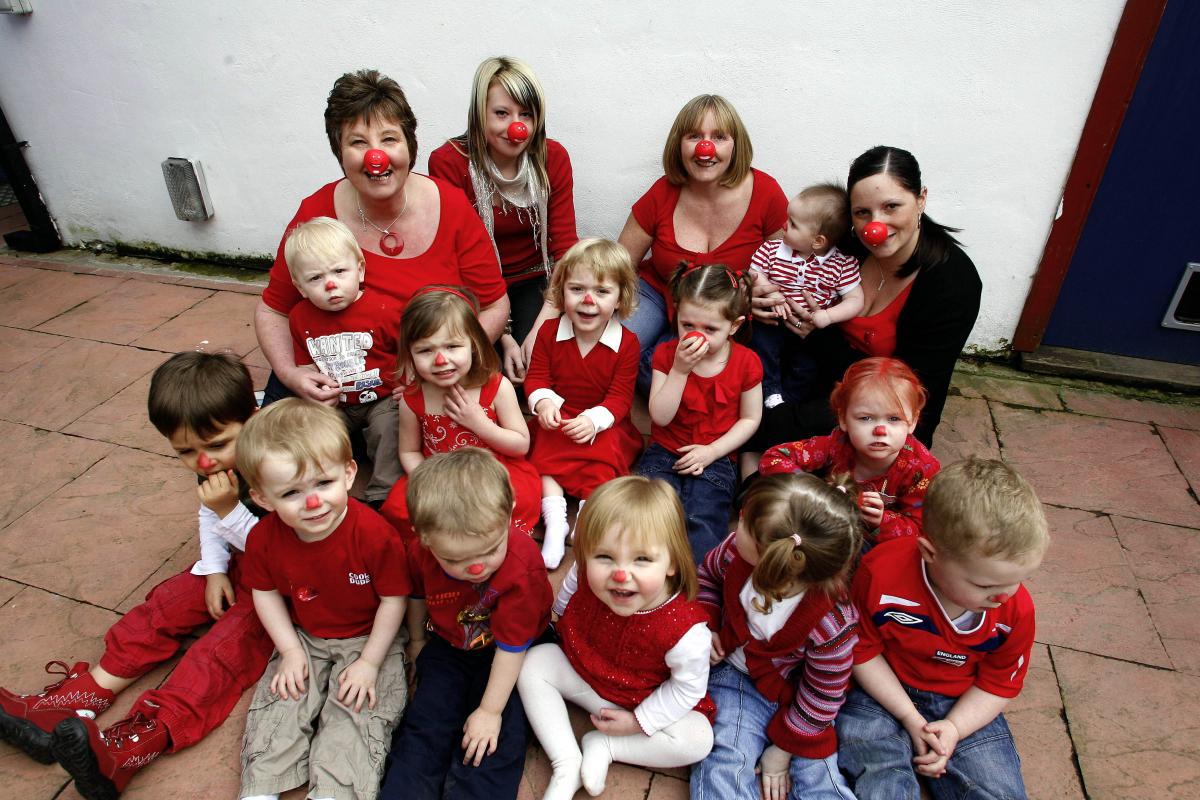 Children and childminders join in the Red Nose fun at their Wheathead Lane premises.