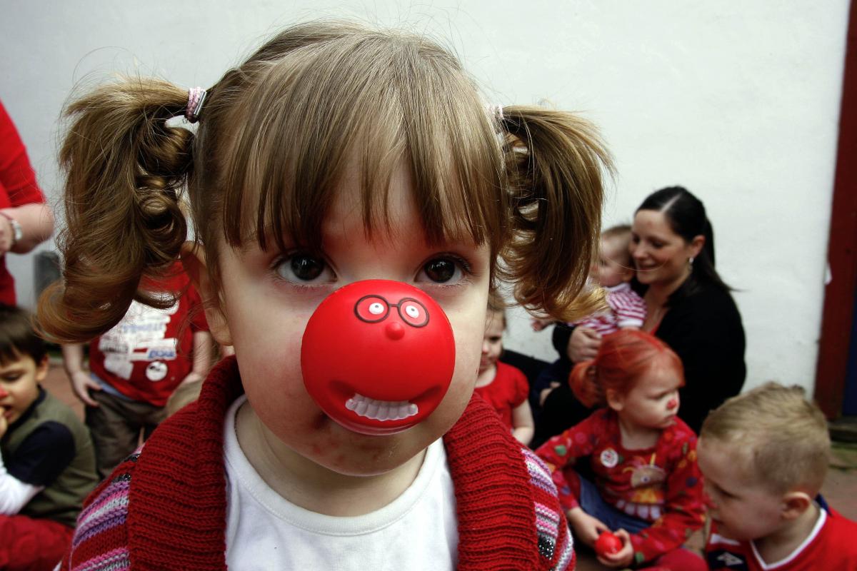 Grace Harness, two, joins in the Red Nose fun.