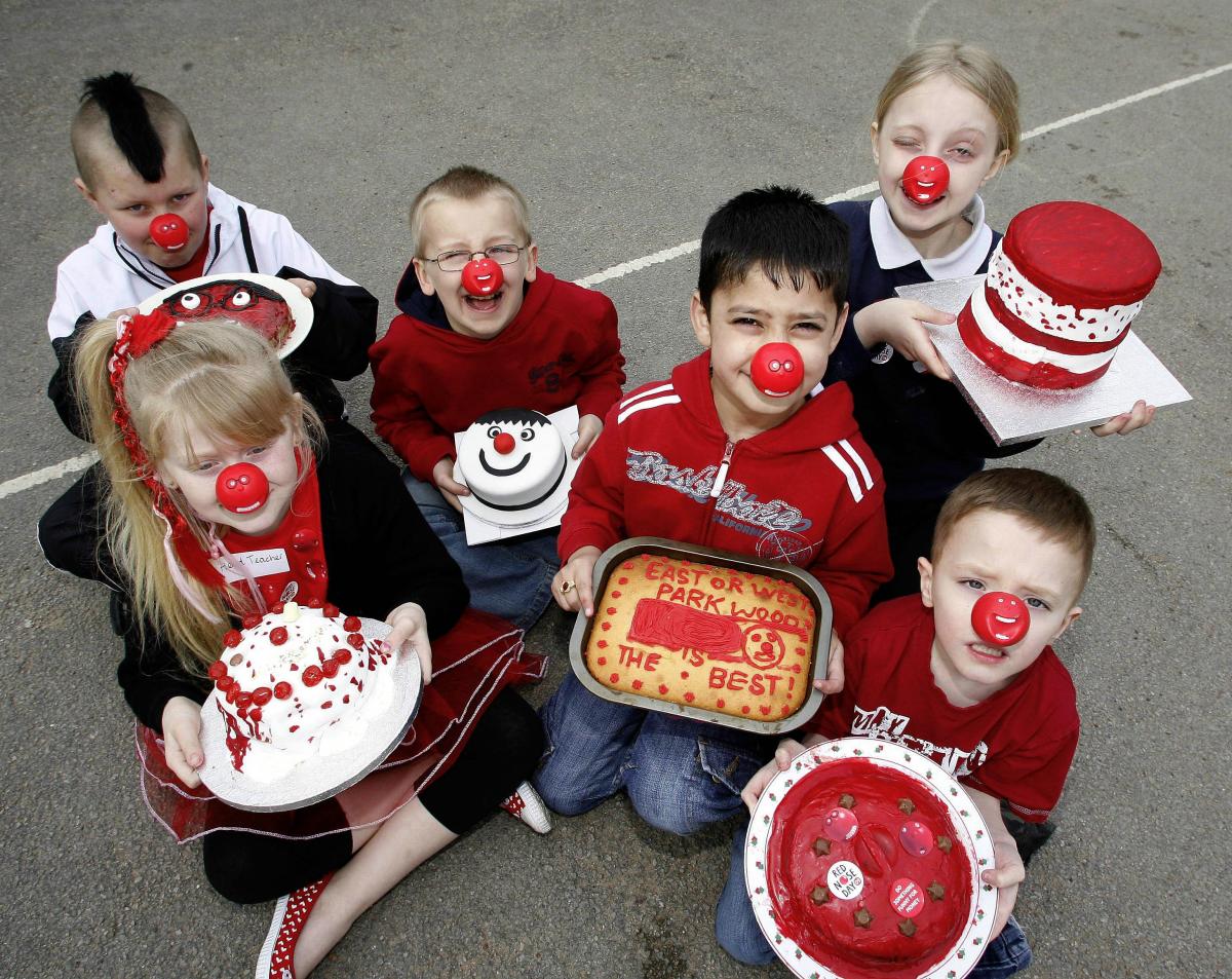 Children from Parkwood Primary School baked cakes for Red Nose Day.