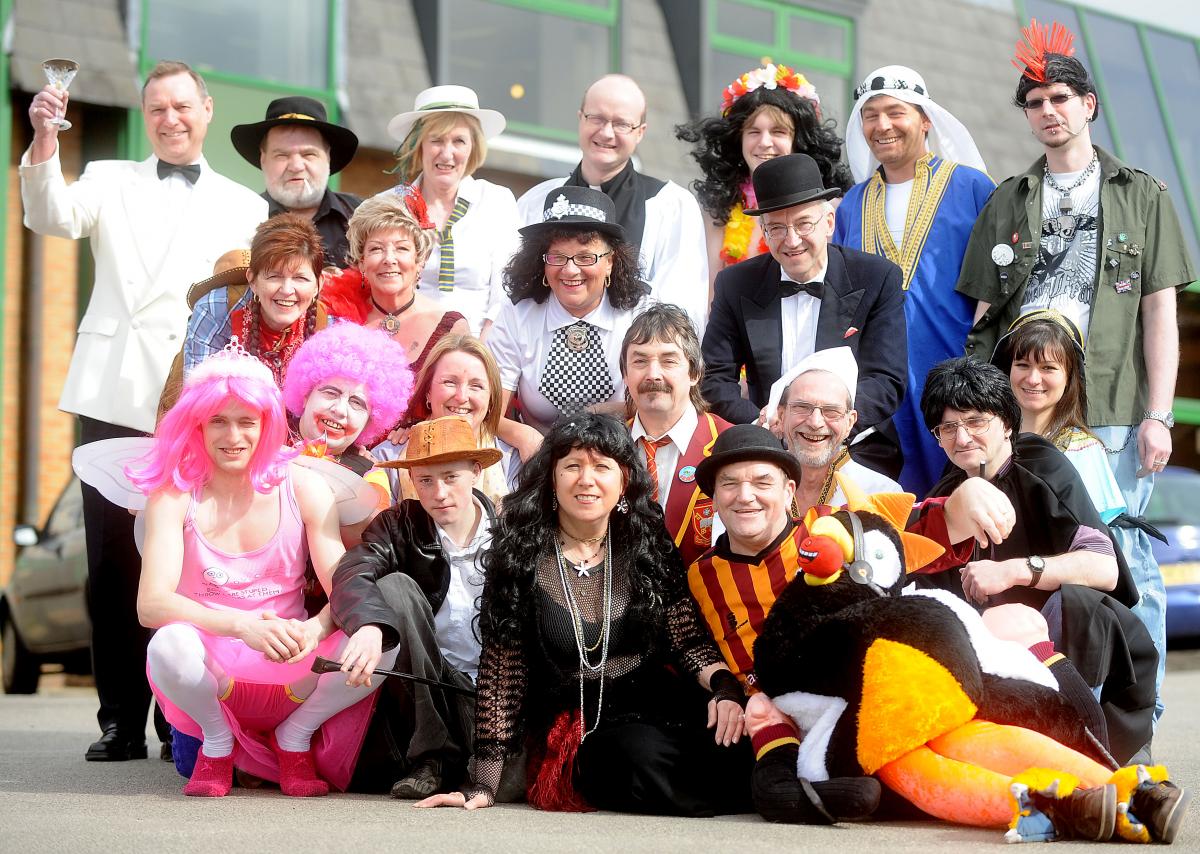 Staff at JH Clissold and Son Clothing, Otley Road, donned fancy dress for Red Nose Day.