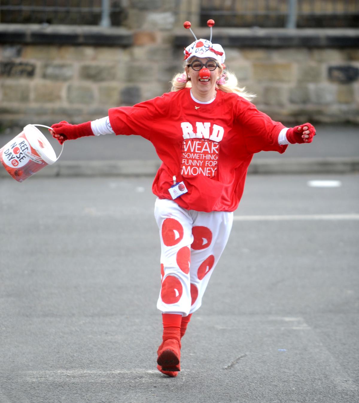 Joanne Ballantyne walked from Baildon to Greengates to raise money for Comic Relief Red Nose Day.