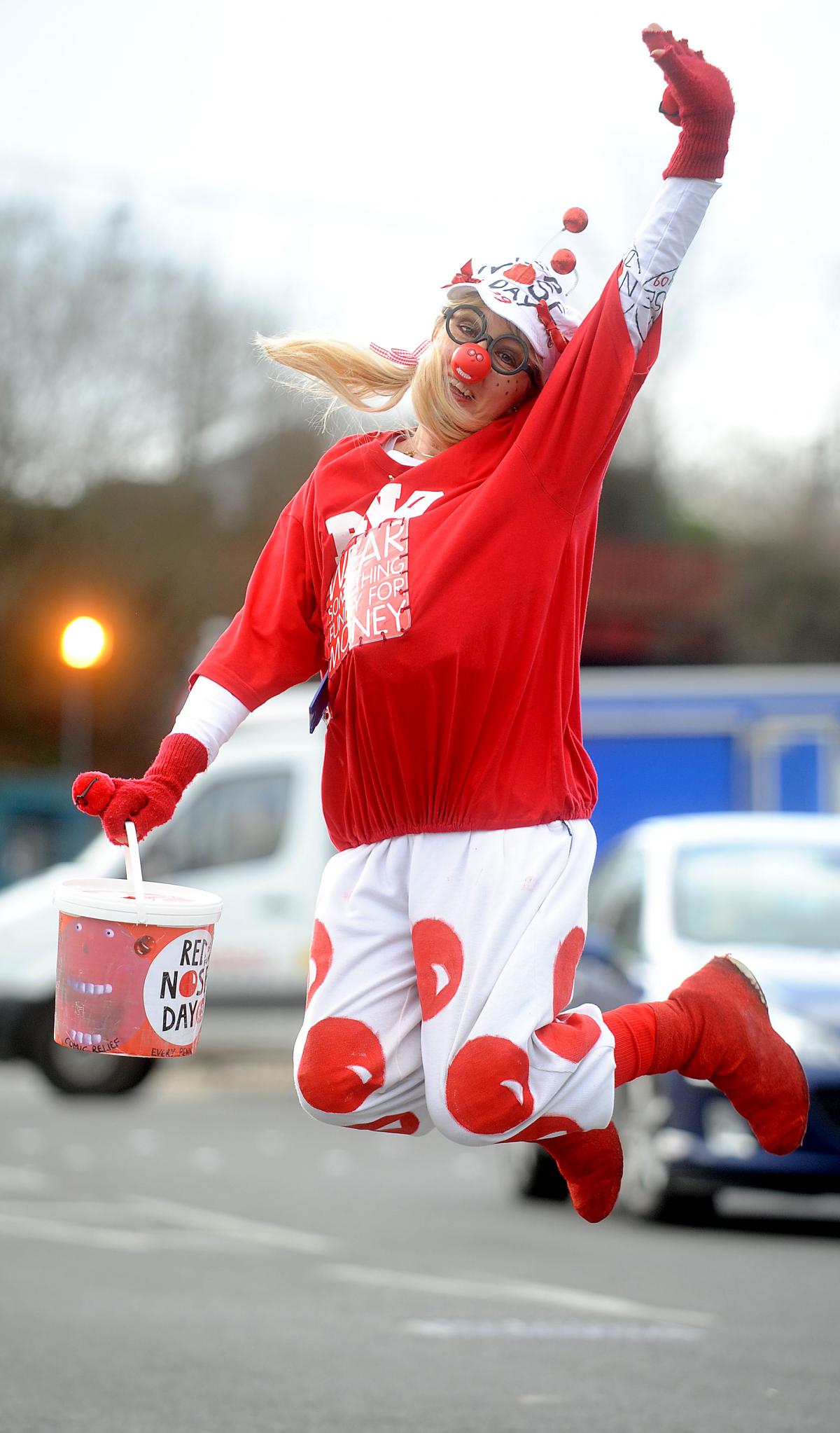 Joanne Ballantyne walked from Baildon to Greengates to raise money for Comic Relief Red Nose Day.