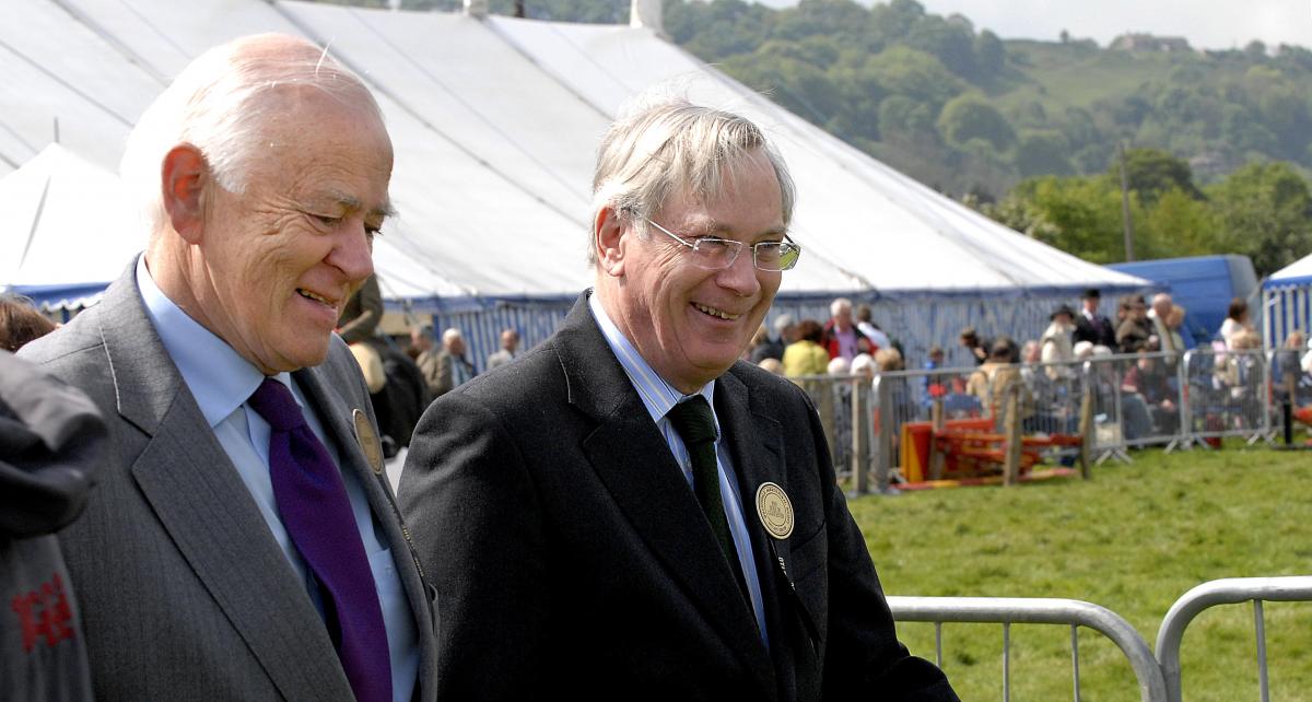 The Duke of Gloucestor is accompanied around the show ground by Mervyn Lister, President of Wharfedale Agricultural Society.