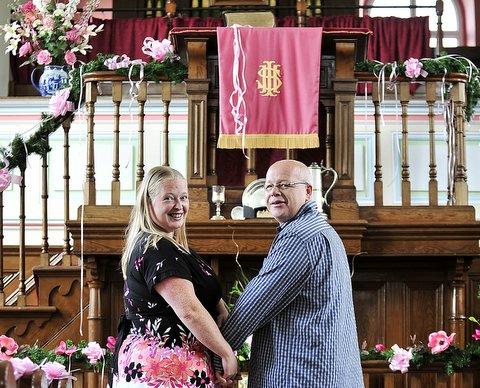 A moorland church built at the time of the Brontes which now has just seven regular worshippers is celebrating only its third wedding in ten years. 