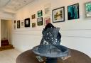 The exhibition at The Tinker Gallery in Ilkley with the model of the fountain centre stage