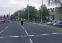 The scene on Manchester Road