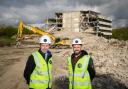 James Bulmer, left,  managing director, Artisan Real Estate, and Andy Farmery, commercial director, at the site for former HMRC site which is being cleared to make way for Saltaire Riverside