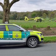 The air ambulance in Bowling Park