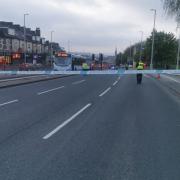 The police cordon at the scene yesterday