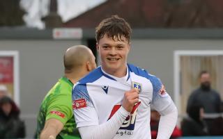 Former Guiseley striker Adam Haw scored the opening goal for Pontefract in their West Riding County Cup final win earlier this week.