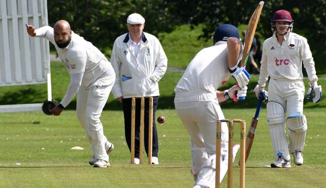 Usman Munir's (bowling) side (Saltaire) have drawn Tong Park Esholt in the first round of the Waddilove Cup. Picture by: Richard Leach.