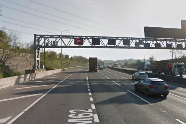 A smart motorway gantry on the M62. Picture: Google Street View