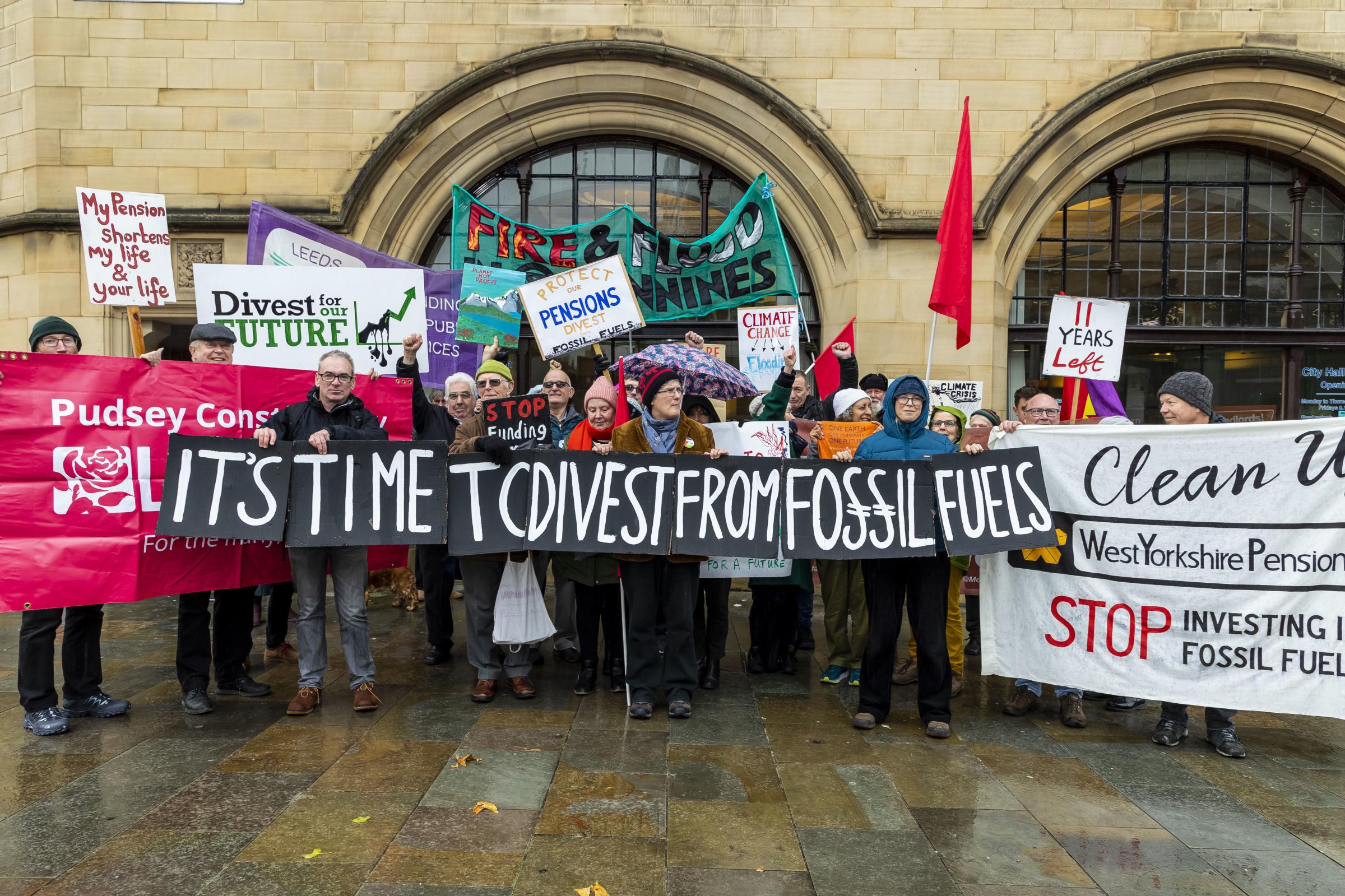 Protesters in Bradford call for West Yorkshire Pension Fund fossil fuel divestment