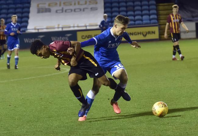 Daniel Francis (challenging for the ball) scored for City in this FA Youth Cup match against Carlisle back in the 2019/20 season. Pic: Louise Porter.