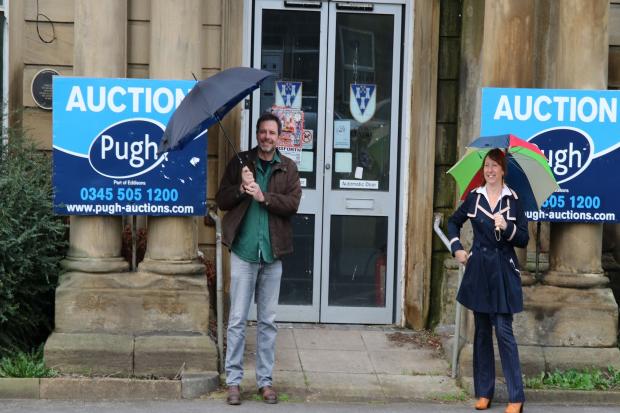 Campaigners Matt Hardin and Nickie James outside Otley Civic Centre