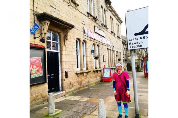 Eleanor Thomson outside Guiseley Theatre during her Christmas Eve run. Photo by Jacob Phillips