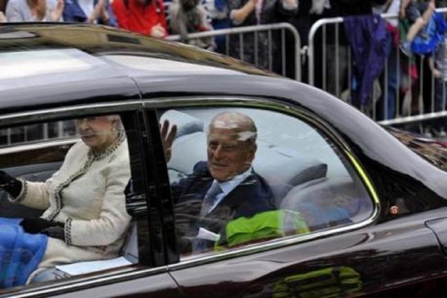 The Duke of Edinburgh and the Queen during a visit to Saltaire in July 2012