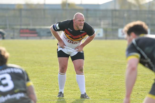 Steve Crossley in action against Halifax back in April, when Bulls were still hosting games in Dewsbury. Picture: Tom Pearson.