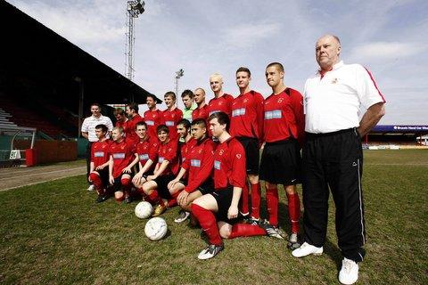 Silsden’s players line up ahead of what could be the club’s final game at their rented Cougar Park home