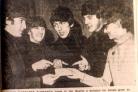 The Beatles at their December 1963 show at the Gaumont with Mrs Margaret Elsworth of the theatre’s staff