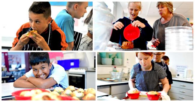 Children took part in a baking class as part of the summer schools programme at Titus Salt School with Sandy Docherty