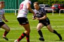 New Otley signing Elliott Morgan plays against his old teammates at Ilkley in a pre-season game. Picture: ruggerpix.com