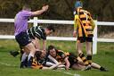 Old Grovians v Wensleydale: Max Kennedy scores the first tryPicture: Richard Leach