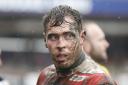 Dan Parker covered in mud, 2020. He hasn't been in the Keighley line-up since January. Pic: Charlie Perry