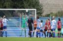 Chester Le Street's winner flies over Aimee Routledge's head in the 35th minute Picture: Alex Daniel