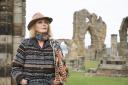 Joanne Lumley at Whitby Abbey ruins in her ITV series Home Sweet Home: Travels in My Own Land. Photo: Burning Bright/ITV