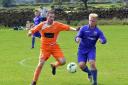 James Hitch, right, was sent off in Silsden Whitestar's 3-0 win over Carleton Sports Club. Picture: Richard Leach