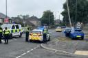 A car smashed into a telephone pole in a crash on Harrogate Road today