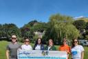 From left: Kevin Brown, Arla Foods; Emma Carr, Settle Manorlands Fundraising Group; Jodie Wild and Andrea Graham, Arla Foods; Catherine Adams, Castleberg Outdoors, and Laura Hodgson, Settle Manorlands Fundraising Group.