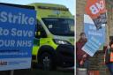 Yorkshire Ambulance Service workers go on strike in Bradford