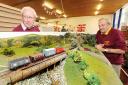 Jim Pope and Geoff Holmes view Skipton and District Model Railway Society, Lofthouse display in 2012