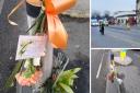 Floral tributes in Heckmondwike, where Valentine Hannan, 81, died after being allegedly hit by a truck