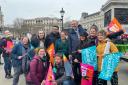 Striking Bradford teachers make their voices heard in Trafalgar Square in London today