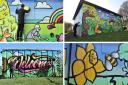 A selection of Paint on Park murals on the Idle Recreation Ground bowling club