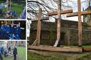 Easter crosses made from recycled wood at All Saints Church in Bingley