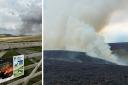 Dramatic images have emerged as firefighters continue to battle a blaze on Marsden Moor
