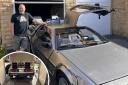Mike Hutchinson with the replica of Back to the Future's DeLorean that he has built at his East Morton home