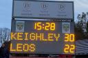 Photo of the match scoreboard. Photo: Keighley RUFC
