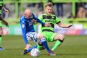 Danny Whitaker (left) in League Two action for Macclesfield Town against Forest Green back in 2019.